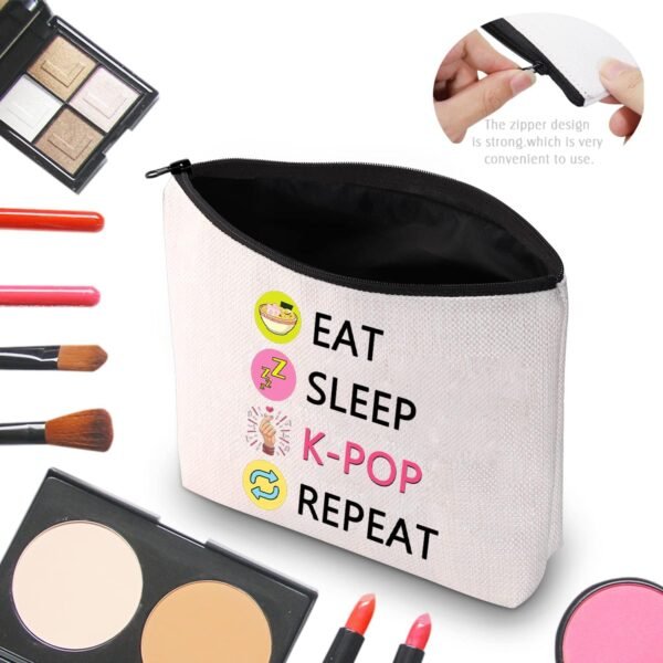 K-POP Makeup Bag Eat Sleep K-POP Repeat Travel Pouch K-pop Merchandise Gift for Women Girl - Image 6